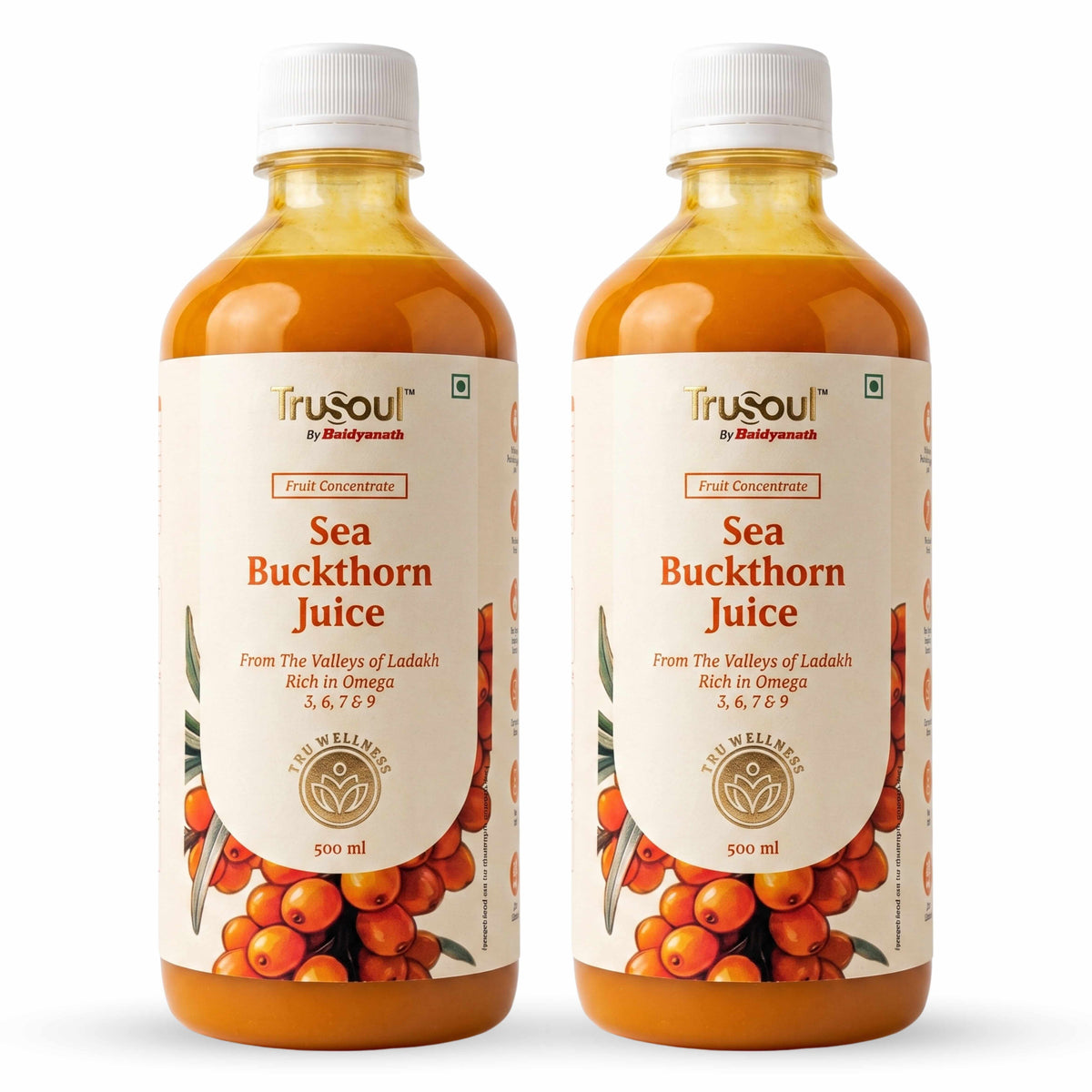 TruSoul By Baidyanath Sea Buckthorn Juice 500ml | Rich in Omega 3, 6, 7 & 9