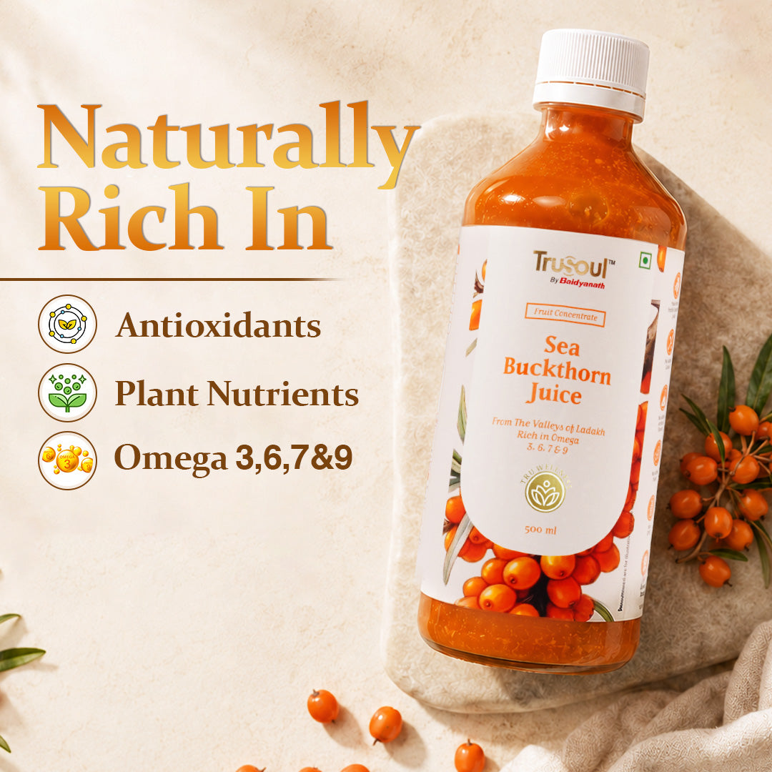 TruSoul By Baidyanath Sea Buckthorn Juice 500ml | Rich in Omega 3, 6, 7 & 9