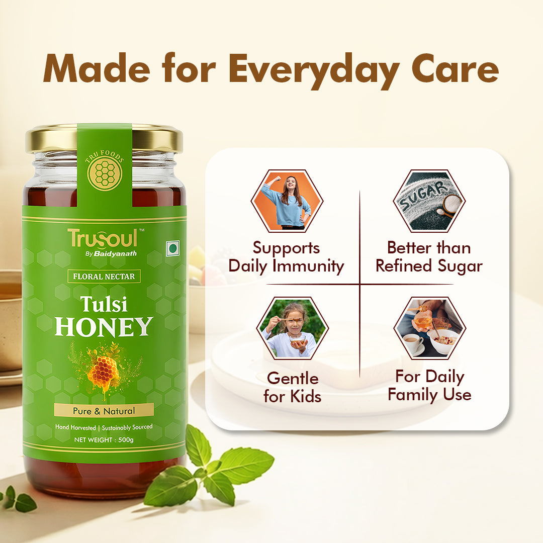 Trusoul Pure & Natural Tulsi Honey- 500gm | Natural Immunity Booster | Raw & Unprocessed Honey | Forest Honey