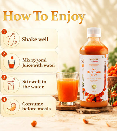TruSoul By Baidyanath Sea Buckthorn Juice 500ml | Rich in Omega 3, 6, 7 & 9