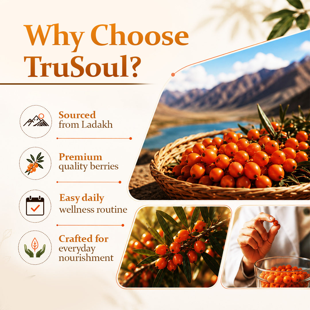 TruSoul By Baidyanath Sea Buckthorn Juice 500ml | Rich in Omega 3, 6, 7 & 9