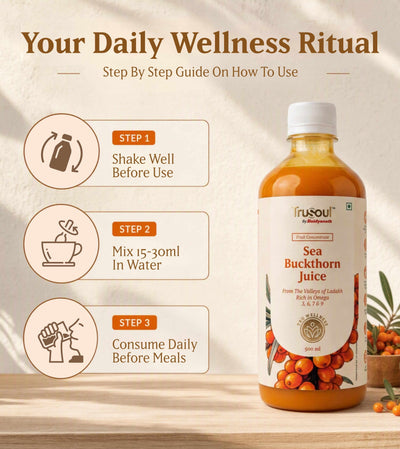 TruSoul By Baidyanath Sea Buckthorn Juice 500ml | Rich in Omega 3, 6, 7 & 9