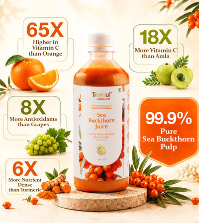 TruSoul By Baidyanath Sea Buckthorn Juice 500ml | Rich in Omega 3, 6, 7 & 9