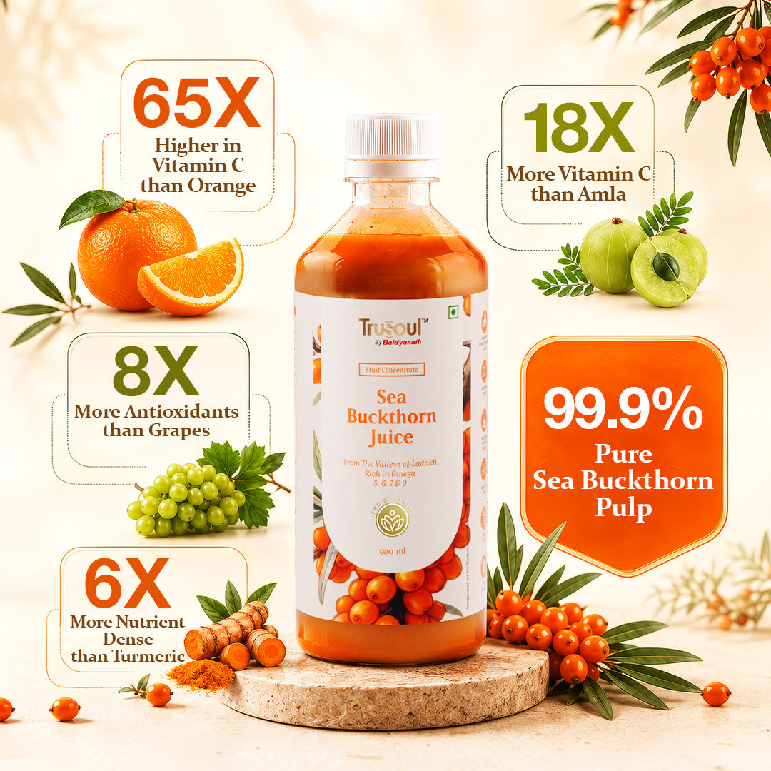 TruSoul By Baidyanath Sea Buckthorn Juice 500ml | Rich in Omega 3, 6, 7 & 9
