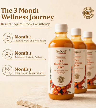 TruSoul By Baidyanath Sea Buckthorn Juice 500ml | Rich in Omega 3, 6, 7 & 9