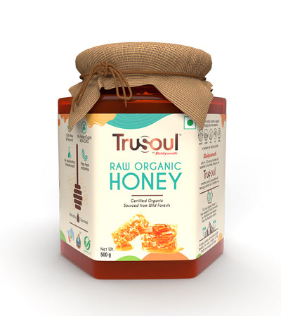 TruSoul Raw Organic Honey, 500gm (Glass Bottle)| Certified Organic Honey sourced from Himalayas