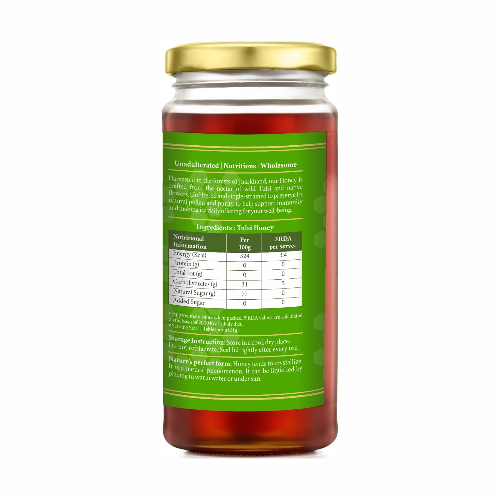 Pure & Natural Tulsi Honey- 500gm | Natural Immunity Booster | Raw & Unprocessed Honey | Forest Honey